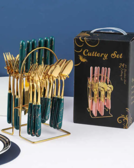 Ensemble de 24 Pièces de Couverts Plaqué Or