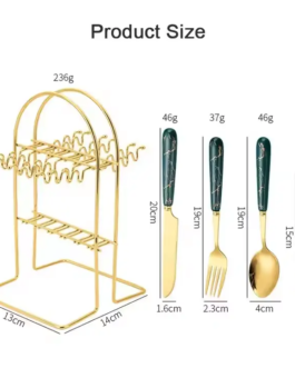 Ensemble de 24 Pièces de Couverts Plaqué Or